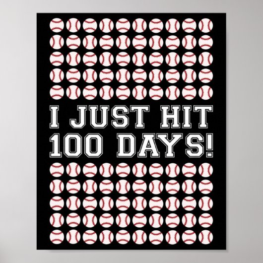 Hit 100 Days of School Baseball Teacher Boys 100th Poster (Voorkant)