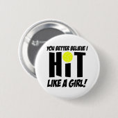 hit als een meisje volleybal ronde button 5,7 cm (Voorkant /achterkant)