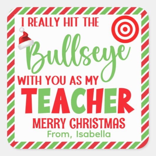 Hit de Bullseye kerst Vierkante Sticker (Voorkant)