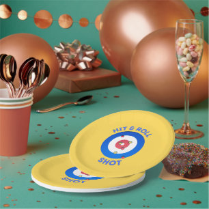 Hit en Roll Curling Shot T-shirt Papieren Bordje