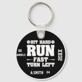 Hit Hard Run Fast Snel linksaf honkbal geschenken Sleutelhanger (Achterkant)