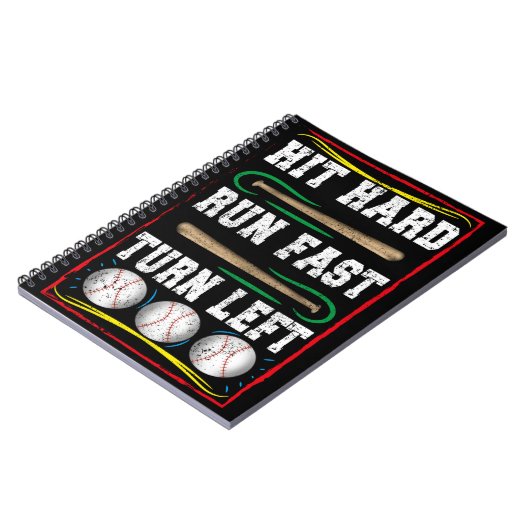 Hit Hard Run Fast Snel linksaf, Honkbal Speler Quo Notitieboek (Linkerzijde)