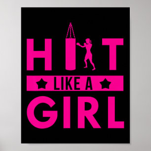 Hit Like A Girl Punching Bag Boksen Quote Poster