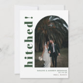 Hitched Arch Photo Typography Wedding Elopement Aankondiging (Voorkant)