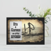Hitching Post Wedding Invitation Kaart (Staand voorkant)