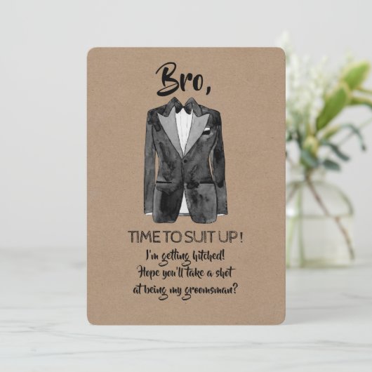 Hitler - Suit up - Funny Groomsman Invite Kaart (Staand voorkant)