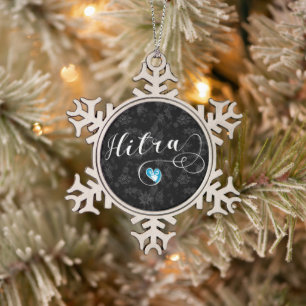 Hitra Flag in Heart, Noorwegen Tin Sneeuwvlok Ornament