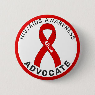 HIV/AIDS Advocate Ribbon White Button