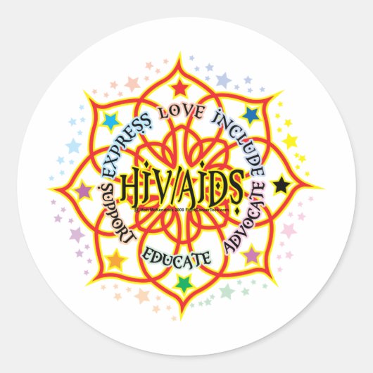 HIV/AIDS Lotus Ronde Sticker (Voorkant)