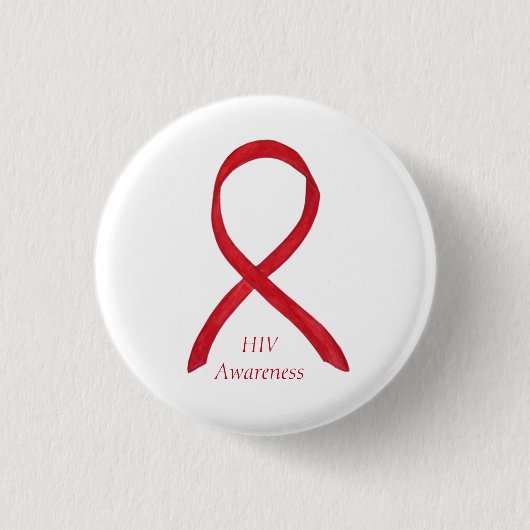 HIV Awareness Ribbon Custom Art Pin Ronde Button 3,2 Cm (Voorkant)