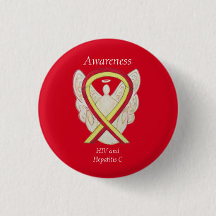HIV - Hepatitis C Awareness Angel HCV Ribbon Pins Ronde Button 3,2 Cm