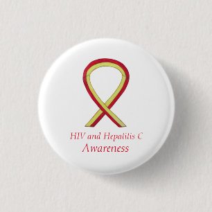 HIV - Hepatitis C Awareness Angel HCV Ribbon Pins Ronde Button 3,2 Cm