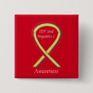 HIV - Hepatitis C Awareness Angel HCV Ribbon Pins Vierkante Button 5,1 Cm