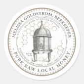 Hive Honey Label met honingraat taupe (Voorkant)