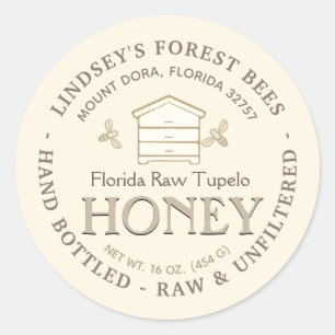 Hive met kleine bijen, honingbonnen, met bodemgebo ronde sticker