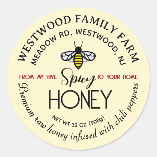 HIVE naar HOME Hot Honey Label Bee Spicy Chili (Voorkant)