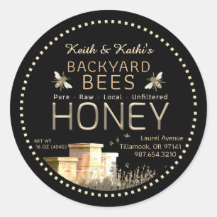 Hiven van achtergebleven bijen en kleine bijen op  ronde sticker