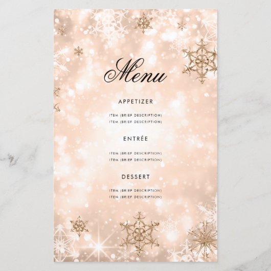 Hiver 60e anniversaire Programme Rose Gold Menu (Dos)