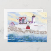 hiver à Nubble LIghthouse dans Maine Carte postale (Devant / Derrière)