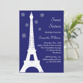 Hiver à Paris Anniversaire Invitation indigo (Debout devant)