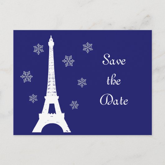 Hiver à Paris Carte postale "Save the Date" indigo (Devant)