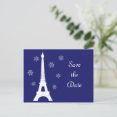 Hiver à Paris Carte postale "Save the Date" indigo (Debout devant)