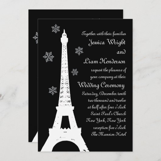 Hiver à Paris Faire-part de mariage (Devant / Derrière)