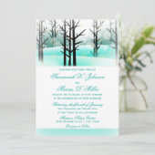 Hiver Aqua Bois Arbres Mariages Invitations (Debout devant)