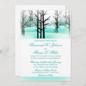 Hiver Aqua Bois Arbres Mariages Invitations (Devant / Derrière)