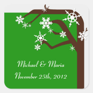 Hiver Arbre à neige Enveloppe Phoques / Stickers