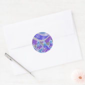 Hiver arbres bleu rond autocollant (Enveloppe)