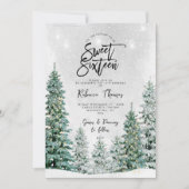 hiver arbres doux 16 anniversaire invitation (Devant)