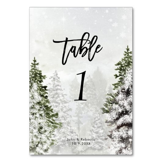 hiver arbres neige scène mariage numéro de table c (Par défaut)