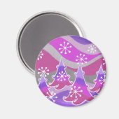 Hiver Arbres violet frigo aimant rond (Recto/Verso)