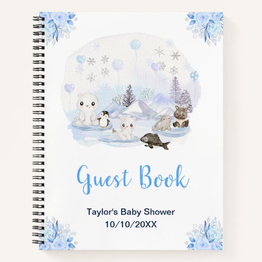 Hiver Arctic Animaux Baby shower Livre d'or (Devant)
