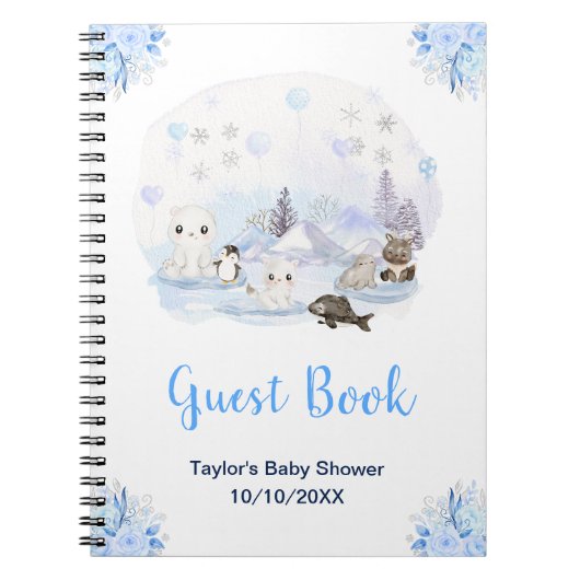 Hiver Arctic Animaux Baby shower Livre d'or (Devant)