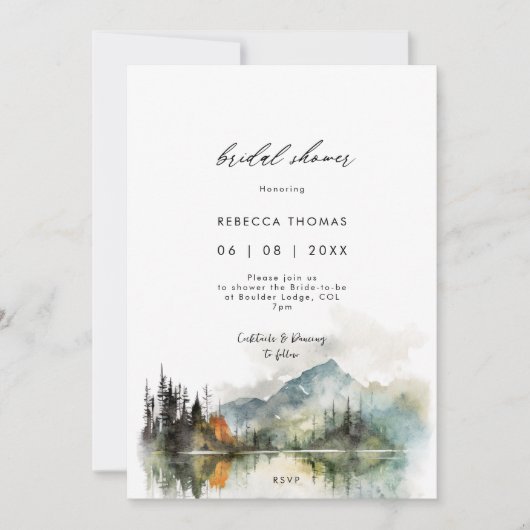 hiver automne forêt rustique nuptiale invitation (Devant)