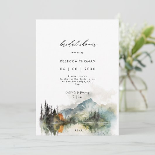 hiver automne forêt rustique nuptiale invitation (Debout devant)