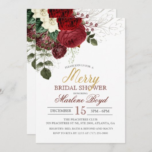 Hiver Automne Vacances Bridal Douche Invitation (Devant / Derrière)