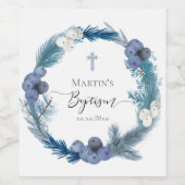 hiver Baptême bleu couronne Étiquette de vin (Étiquettes simples)