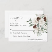 Hiver Blanc Floral & Pin no Repas RSVP 2 (Devant / Derrière)