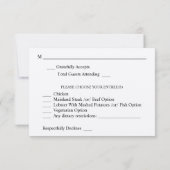 Hiver Blanc Floral & Pin w Repas RSVP 2 Kraft (Dos)