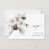 Hiver Blanc Floral & Pine w Repas RSVP (Devant)