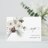 Hiver Blanc Floral & Pine w Repas RSVP (Debout devant)