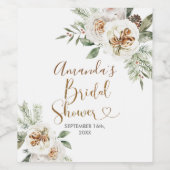 Hiver Blanc Floral Vin de Noël Étiquette bouteille (Étiquettes simples)