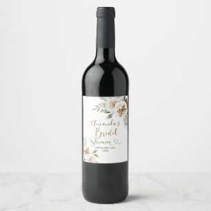 Hiver Blanc Floral Vin de Noël Étiquette bouteille