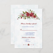 Hiver Blanc Poinsettia Snowflakes Mariage RSVP (Devant / Derrière)
