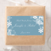 Hiver Bleu Blanc Snowflakes Mariage Étiquette d'ea (En situation)