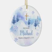 Hiver Bleu Flocon de neige Baptême Ornement Dieu b (Droite)