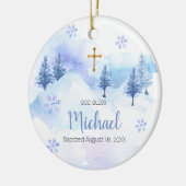 Hiver Bleu Flocon de neige Baptême Ornement Dieu b (Gauche)